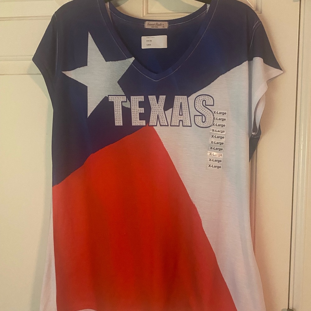 Texas Flag Red Blue and White Cap Sleeve Tee
